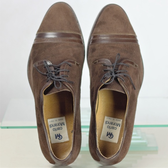 Carlo Morandi 11.5 Derby Brown Suede Shoes Italy - Picture 4 of 8